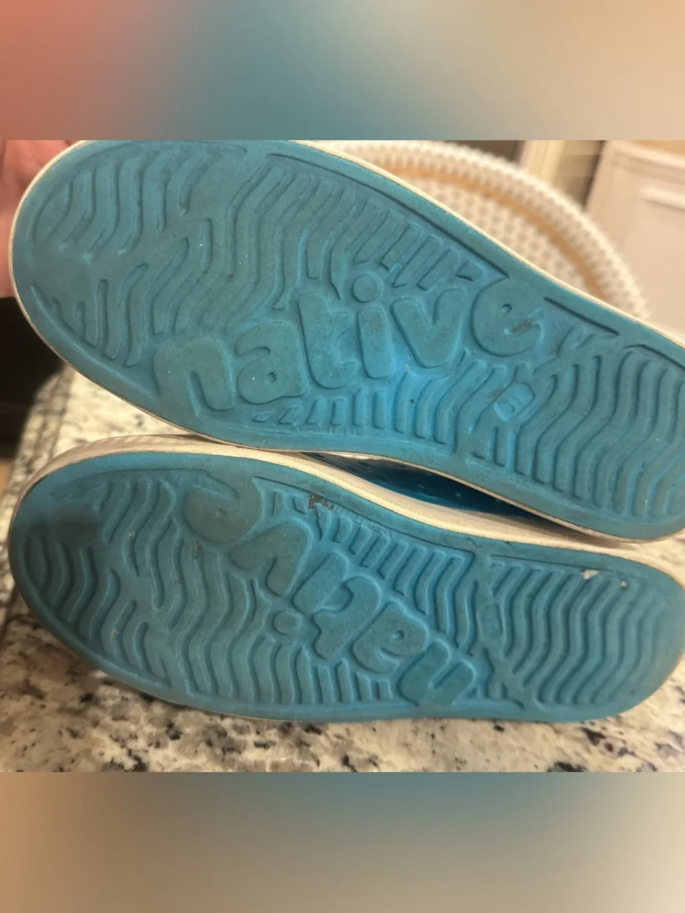 Native Kids Slip-On Water Shoes in Bright Blue with White Toe